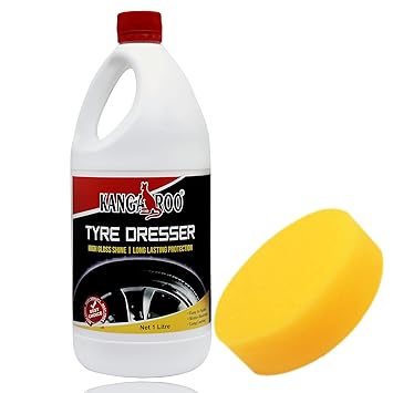 Kangaroo Tyre Dresser (Polish) 1 litre Car, Bike, Cycle Tyre Black Shiner Universal Fit for Tyre (Longer Lasting Shine)