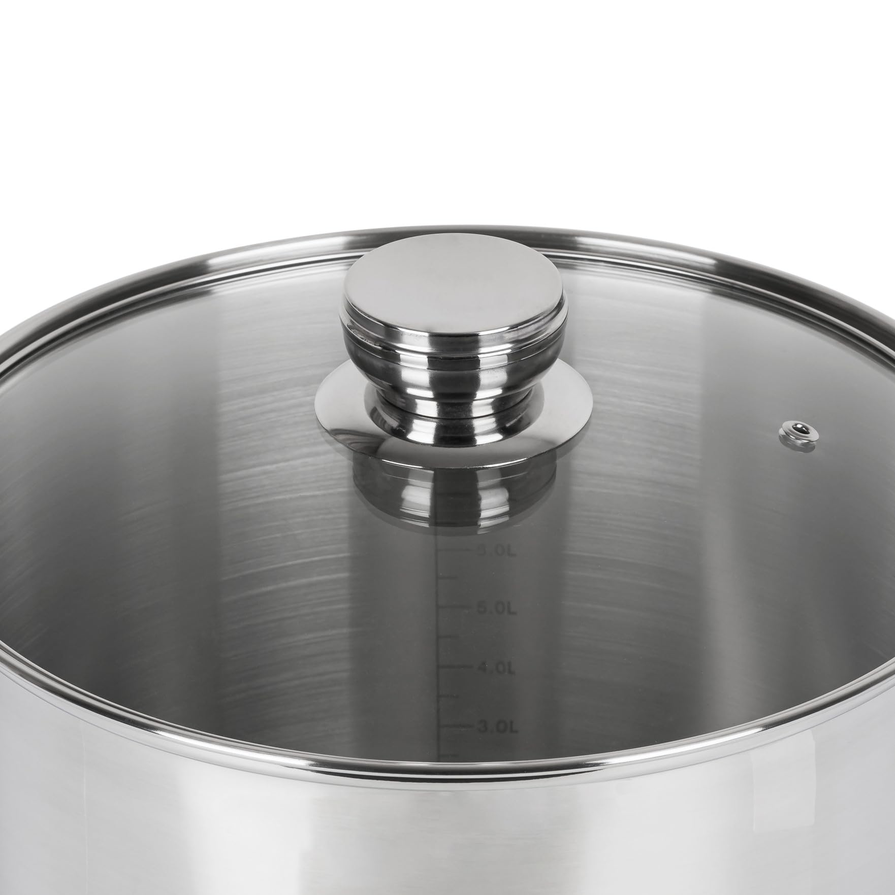 Grande Marmite en Acier Inoxydable 12L avec Couvercle en Verre pour Induction, Gaz 28cm Grande Casserole XXL