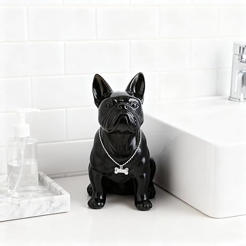 Miniatura 8 de XYQXYQ Estatua de bulldog francés de metal, colorida estatua de perro de resina sentada, bulldog británico, decoración del hogar, estatua de bulldog