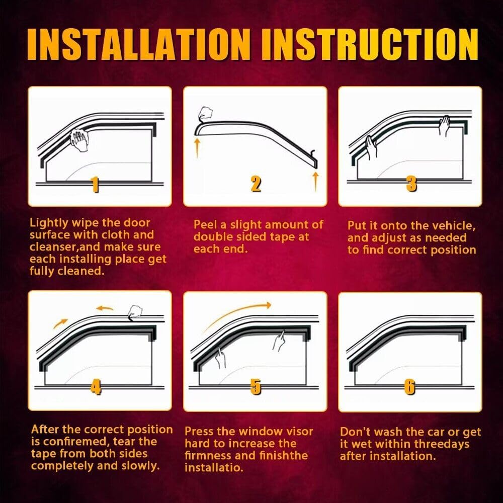 Window Deflector Fit for H0NDA Civic Coupe 2016-2020 2 Door Window Visor Tape on