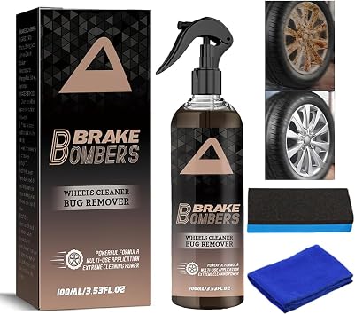 Brake Bomber Wheel Cleaner and Bug Remover, Break Bomber Ruins Wheels, Powerful Non-Acid Truck & Car Wheel Cleaner, Safe On Alloy, Chrome, Painted Wheels Upgrade 100ml, 1 Set