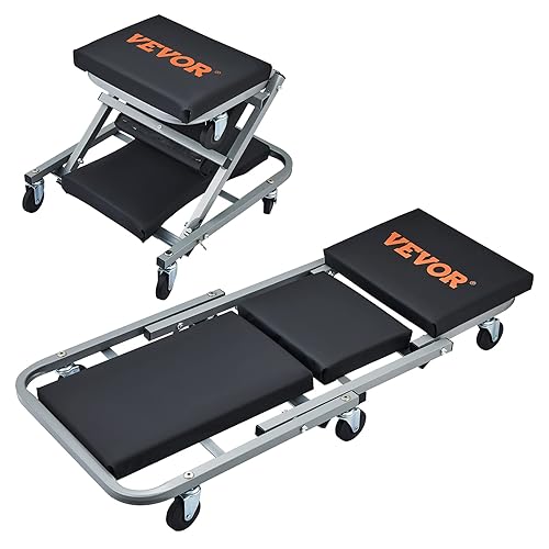 VEVOR Mechanic Creeper, Garage Gift, 36" Z Creeper Seat, 2 in 1 Mechanic Gifts, 300 lbs Capacity, Low Profile Creeper with 6 pcs Wheels in Garage/Shop for Fathers Day Tool Gift