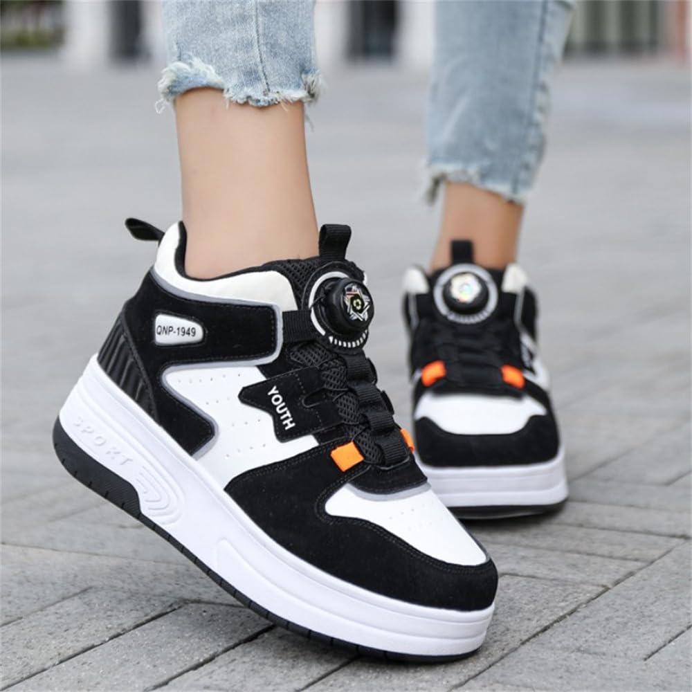 Mateju Scarpe con Rotelle per Ragazzo e Ragazza, Scarpe da Ginnastica da Skateboard 2 in 1 con Due Ruote Retrattile, Scarpe Sportive All'aperto - Ruota Posteriore Automatica