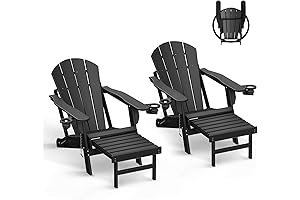 Adirondack Chairs Set of 2 with Ottoman for Outdoor Poolside