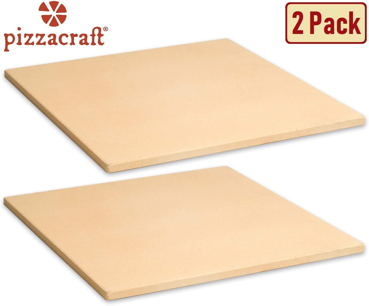 Pizzacraft 15" Square ThermaBond Baking/Pizza Stone - For Oven or Grill, 2 Pack