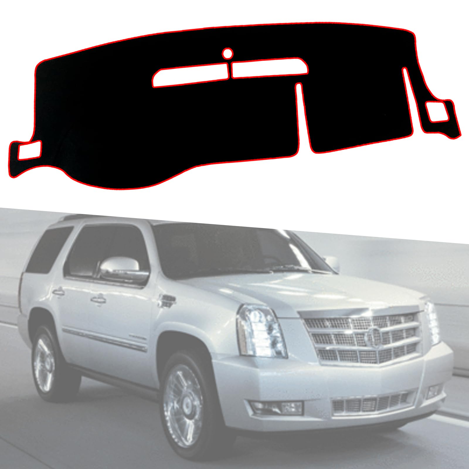Dash Cover Mat For 2007-2014 Cadillac Escalade - Black Carpet Protection For Dashboard
