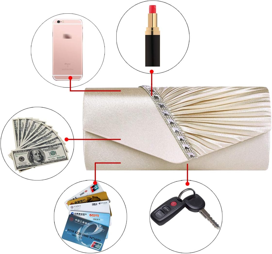 Goclothod Evening Clutch Handbag Women Fashion Crossbody Shoulder Bag Chain Purse - Image 5