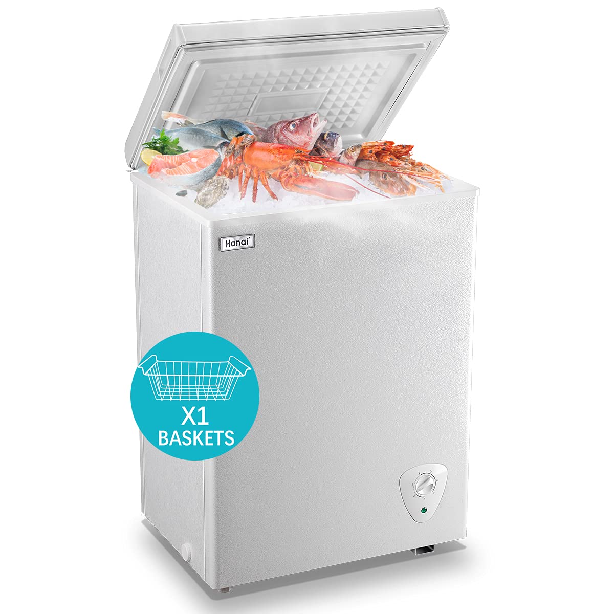 Chest Freezer 3.5 cu.ft WANAI Small Deep Freezer Mini Outdoor Chest