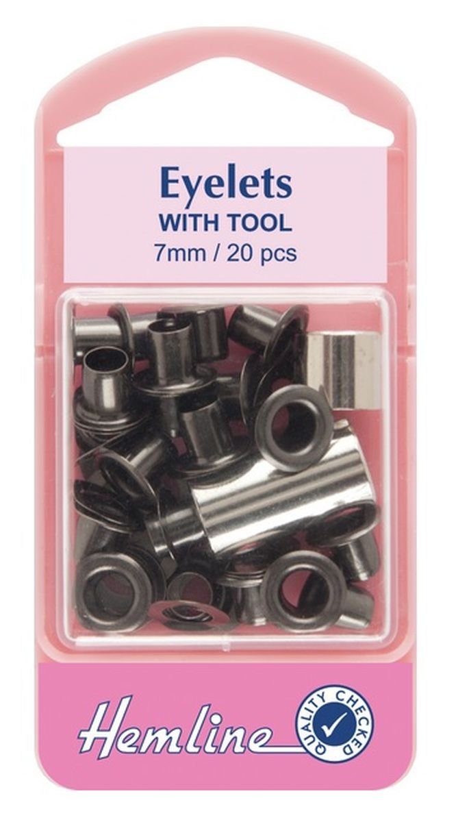 Hemline Black H437/Blk | Small Eyelets With Tool | 7Mm | 20 Pieces