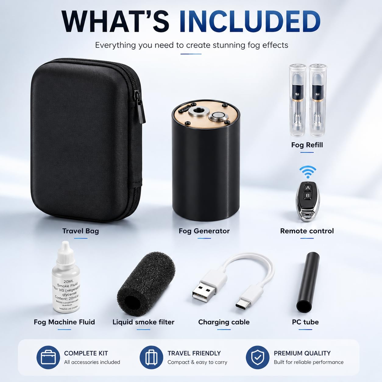 Máquina de niebla portátil alimentada por pilas con líquido de niebla para mini fiestas, fotografía, disparo de video, vapor instantáneo en 0 segundos, control remoto, efecto hielo seco, prueba