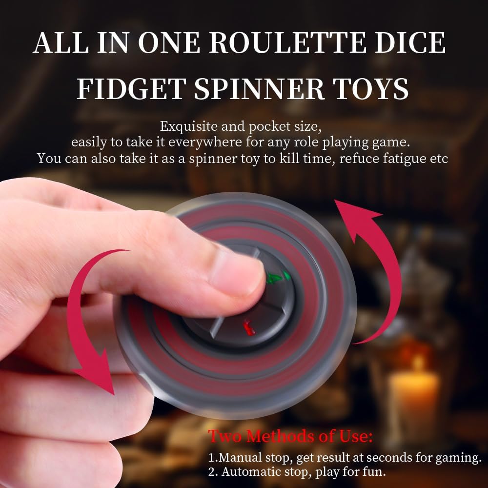 2-in-1 DND Dice & Fidget Dice （1 Pack）, Unique Roulette D&D Dice, Cool Spinner D&D Metal Dice Set, D6, D8, D10, D12,D20,D% 7-in-1 Dungeons and Dragons Set，MTG RPG Role Playing Gaming