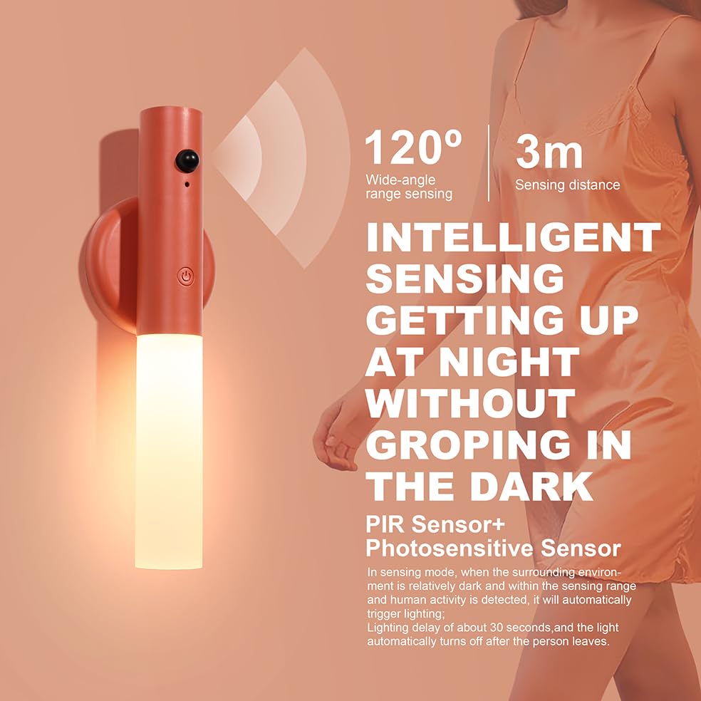 Lámpara de noche con sensor de movimiento recargable miniatura 4