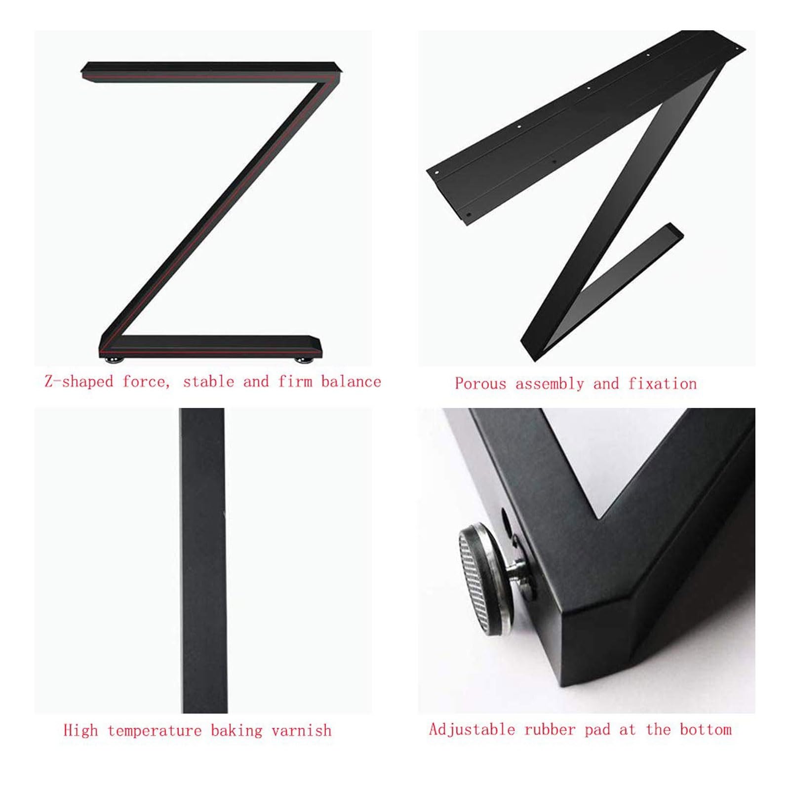 Gambe di ricambio per tavolo in ferro industriale, struttura in metallo a forma di Z per caffè e cena, altezza 725 mm, piedini per mobili fai da te, design durevole ed elegante