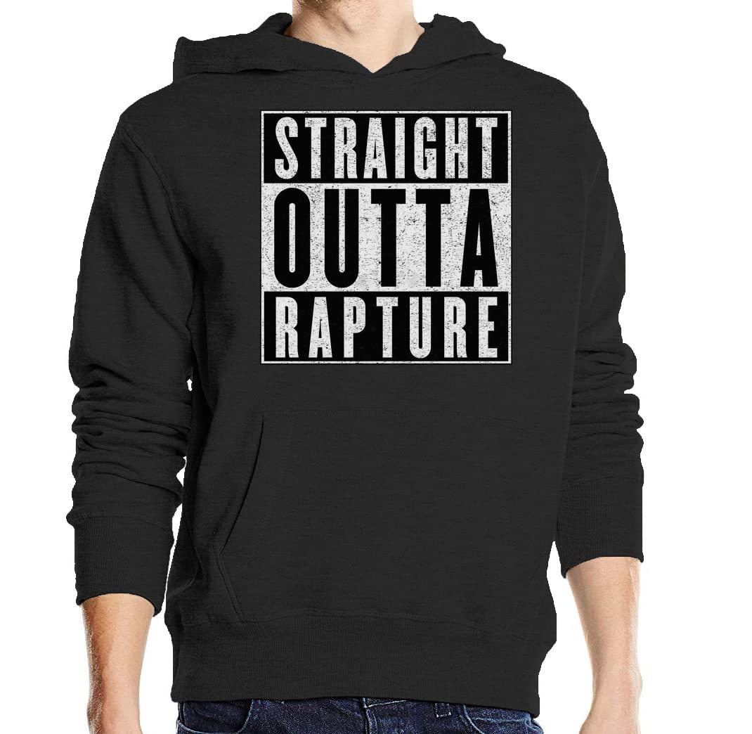 Straight Outta Rapture Hip Hop Styled Felpa con Cappuccio Unisex in Misto Cotone con Cappuccio Nero Medium