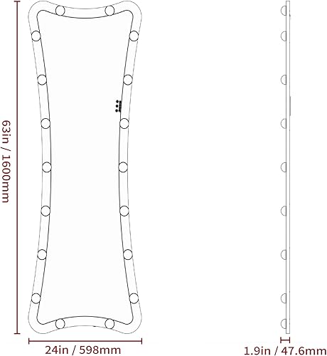 Miniatura 54 de ANYHI Full Length Mirror with Lights, 63" x 24" Full Lenth Vanity Mirror, 22 LED Bulbs, 3 Color Lights, Dimmable, Aluminum Thick Frame, for Dressing