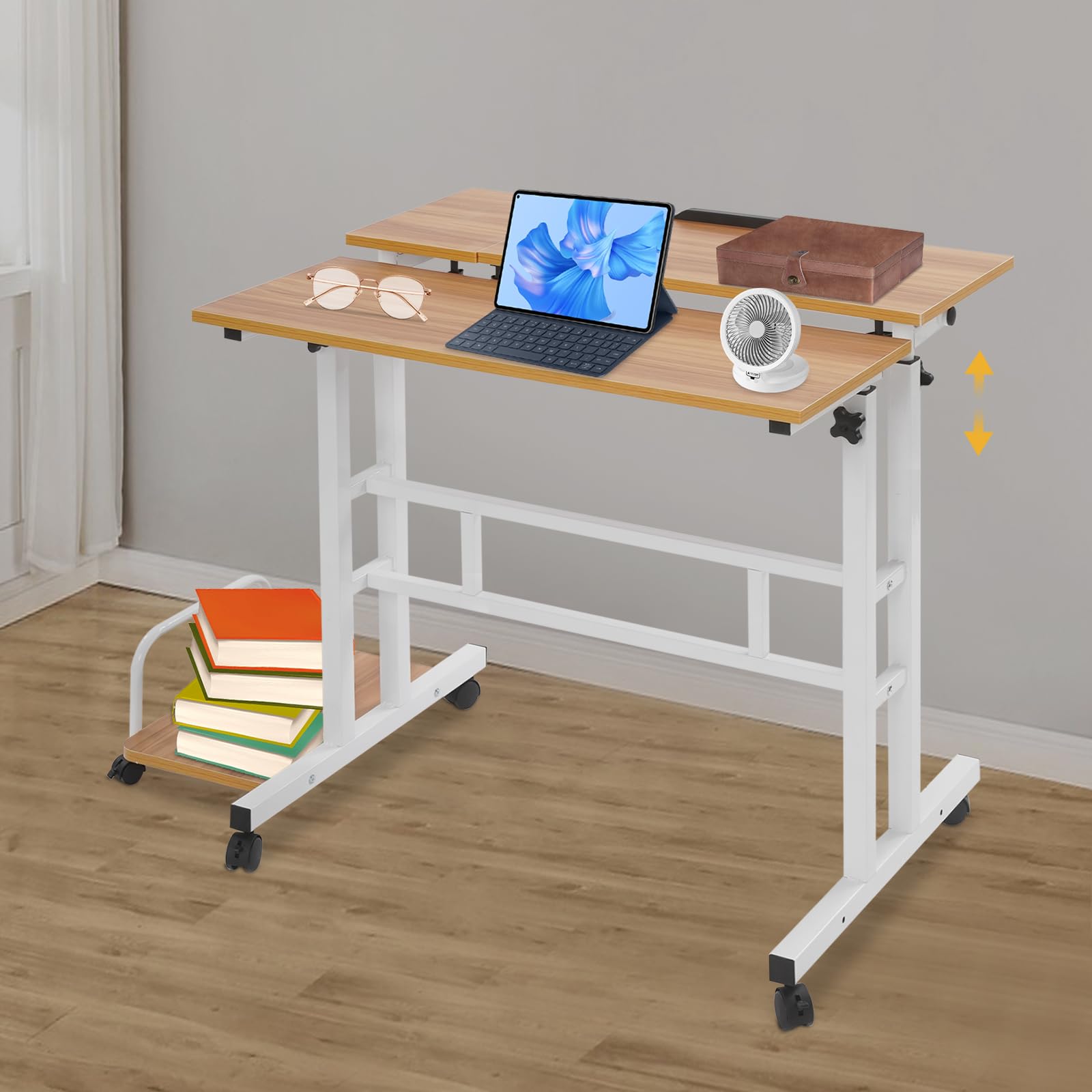 Foldable Standing Desk with Wheels Adjustable Height 26 4-45 3 Multi-Functional Computer Desk for Home Office 44lbs Load — view 5