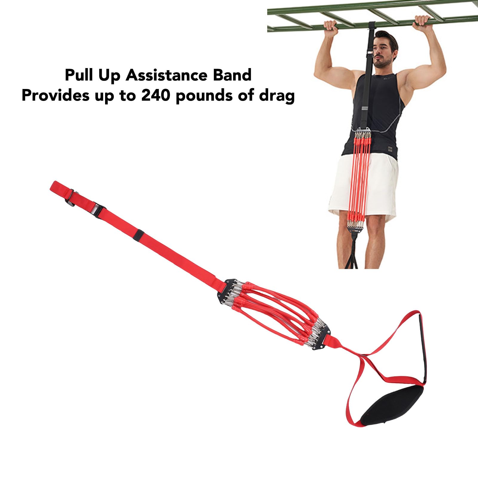 RiToEasysports Fascia di Assistenza per Trazioni di Assistenza Regolabile da 240 Libbre con 8 Fasce Elastiche per Allenamento per la Forza del Mento e Allenamento in Palestra a Casa