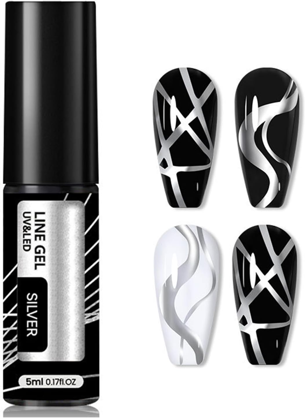 Silver Gel Nail Polish,Fast Coloring All-Season Nails DIY Mirror Gel - Salon Nail Decoration Products for Working, Home, Traveling, Gathering, Dating Adern