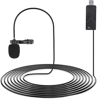 Mini USB Microphone Portable Lapel Mic, High Sensitivity Anti Interference Mic Core, 360 Degree Omnidirectional Output for Conference Computer Recording, Black
