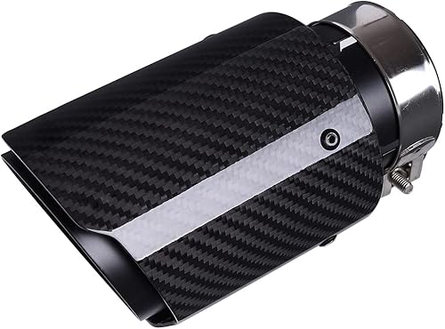 Miniatura 2 de CARMON Silenciador de tubo de escape de fibra de carbono de sarga real con acero inoxidable 304 pintado en negro (entrada de 2.5 pulgadas, salida OD