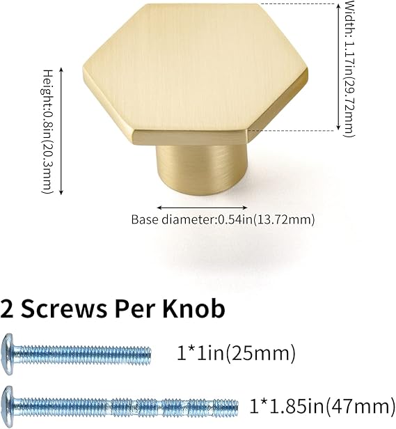 Goldenwarm 5 Pack Gold Cabinet Knobs - Dresser & Kitchen Drawer Knobs