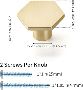 Goldenwarm 5 Pack Gold Cabinet Knobs - Dresser & Kitchen Drawer Knobs