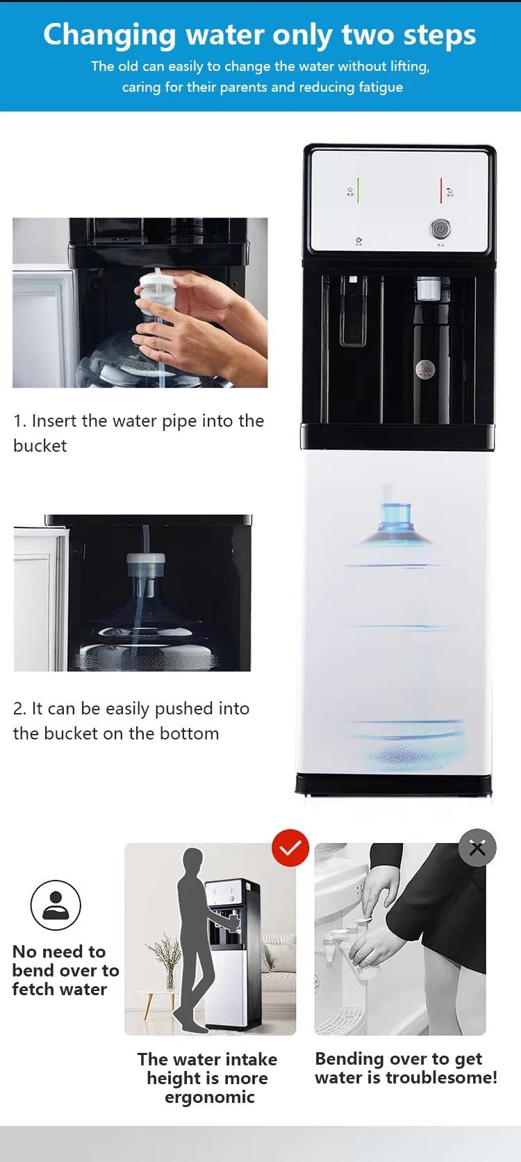 Distributore di Acqua Fredda Alimentato dalla Rete elettrica, distributore di Acqua Fredda, Macchina per l'idratazione familiare da Pavimento, distributore di Acqua Fredda Silenzio