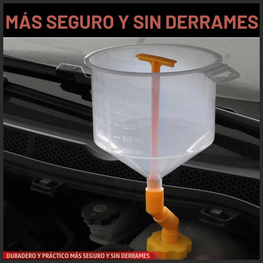 EINESIN Kit Embudo Antiderrames Refrigerante, Set 15 Piezas para Líquidos/Aceite, Acceso Radiadores Difíciles, Adaptadores Universales Vehículos