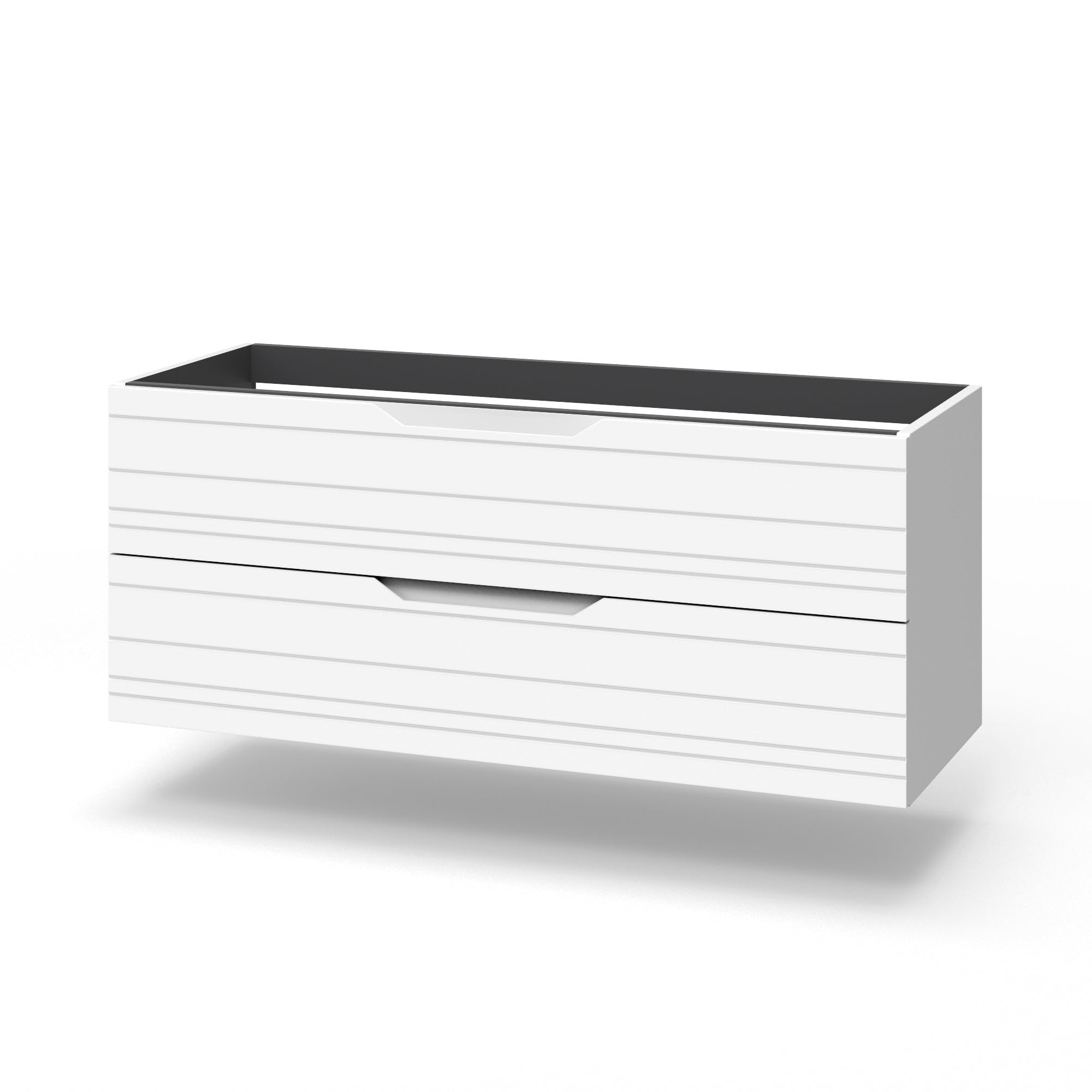 Aqa Design accessori casa base portalavabo 2 cassetti, nr2 cassetti con scorrimento e chiusura soft close, maniglia a gola, Made in Italy - Bianco - 120x45x50 cm