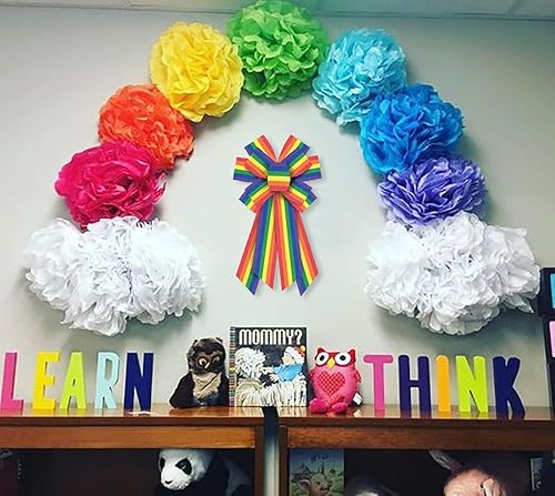 Miniatura 4 de Hying Arcos grandes del orgullo gay para corona, arco iris del mes del orgullo LGBTQ para puerta delantera, lazos de corona de desfiles del orgullo