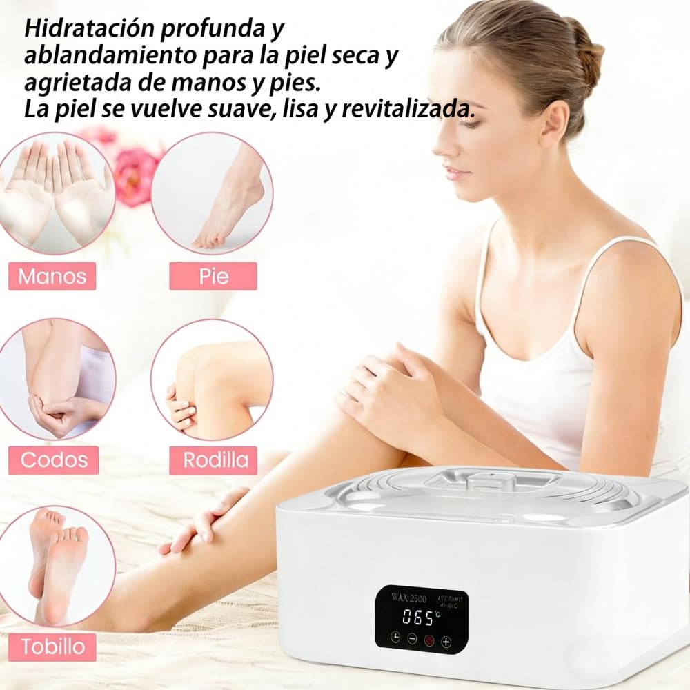 Baños de Parafina Máquina de cera calentada 4L regulación precisa de temperatura y fusión rápida mantener el calor aliviar la artritis de la piel húmeda de la suite de spa de casa profesional Blanco