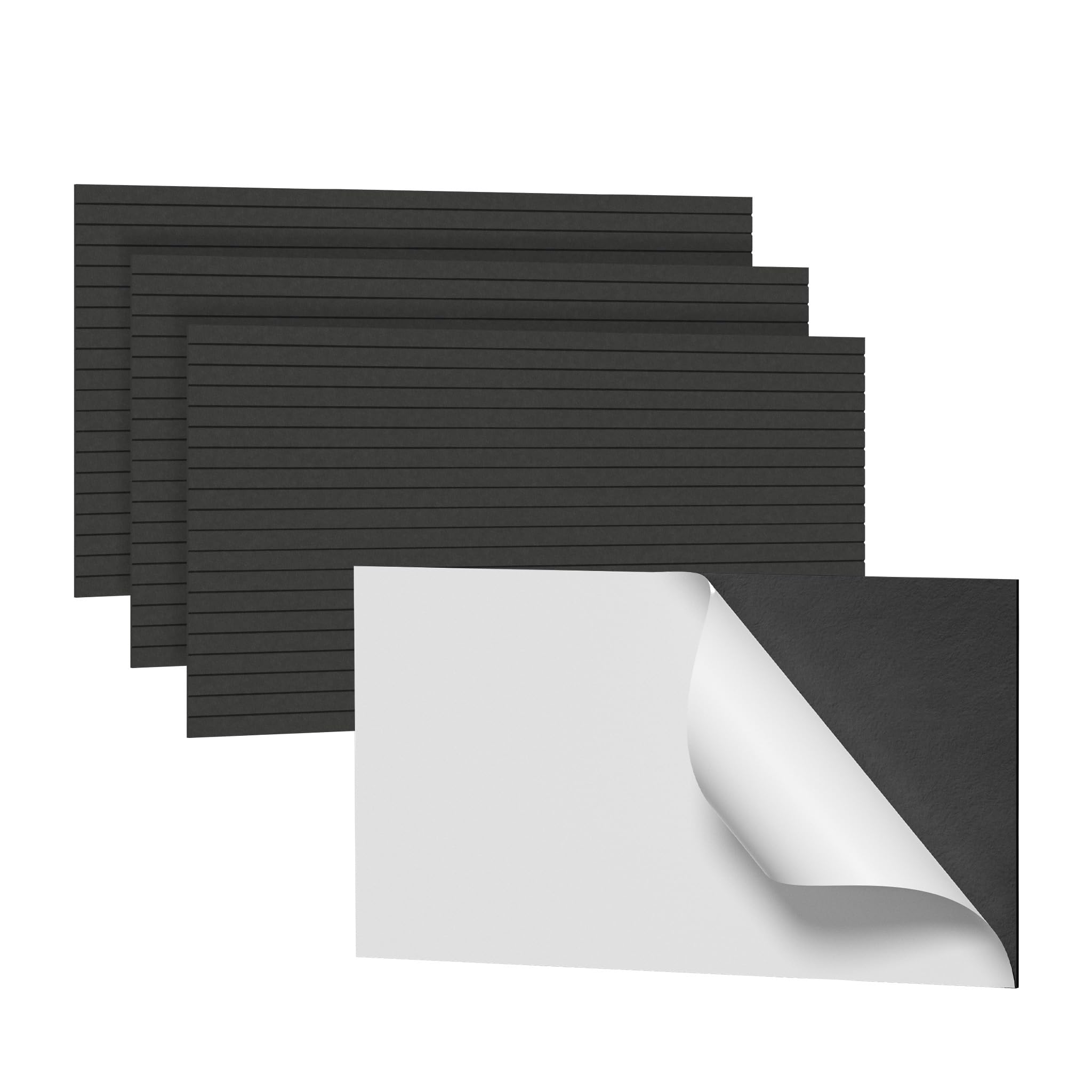 FIVMEN Lot de 4 panneaux acoustiques autocollants - 120 x 60 cm - Panneaux muraux - Isolation acoustique en polyester - Pour traitement acoustique et décoration murale - Type A - Noir
