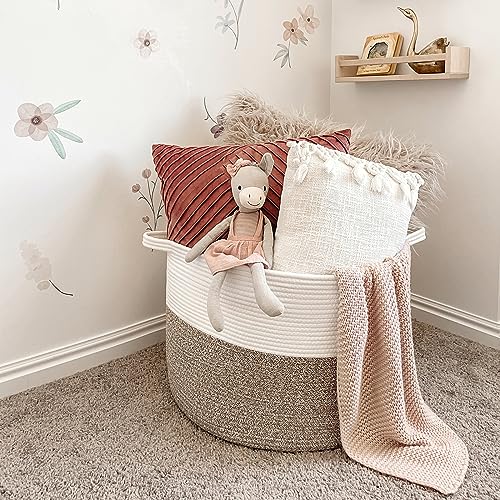 TIMEYARD XXXLarge Cotton Rope Basket Woven Baby Laundry Blanket Basket Toy Baskets with Handle Storage Comforter Cushions Thread Laundry Hamper - Image 3