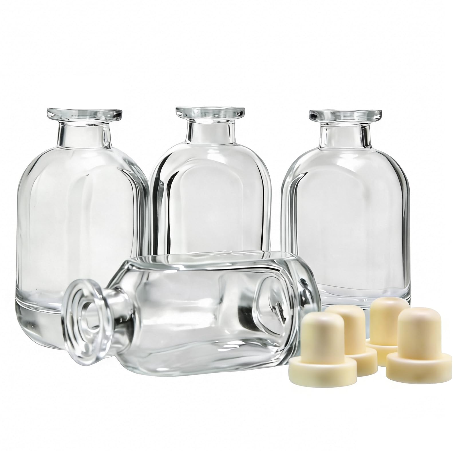 Frandy House 4Pack 5oz/150ml Reed Diffuser Sets Home Fragrance Accessories Oil Dispensing Bottles Cosmetic Refill Bottles Aromatherapy Diffusion Glass Bottle Reed Diffusion Bottle Flat