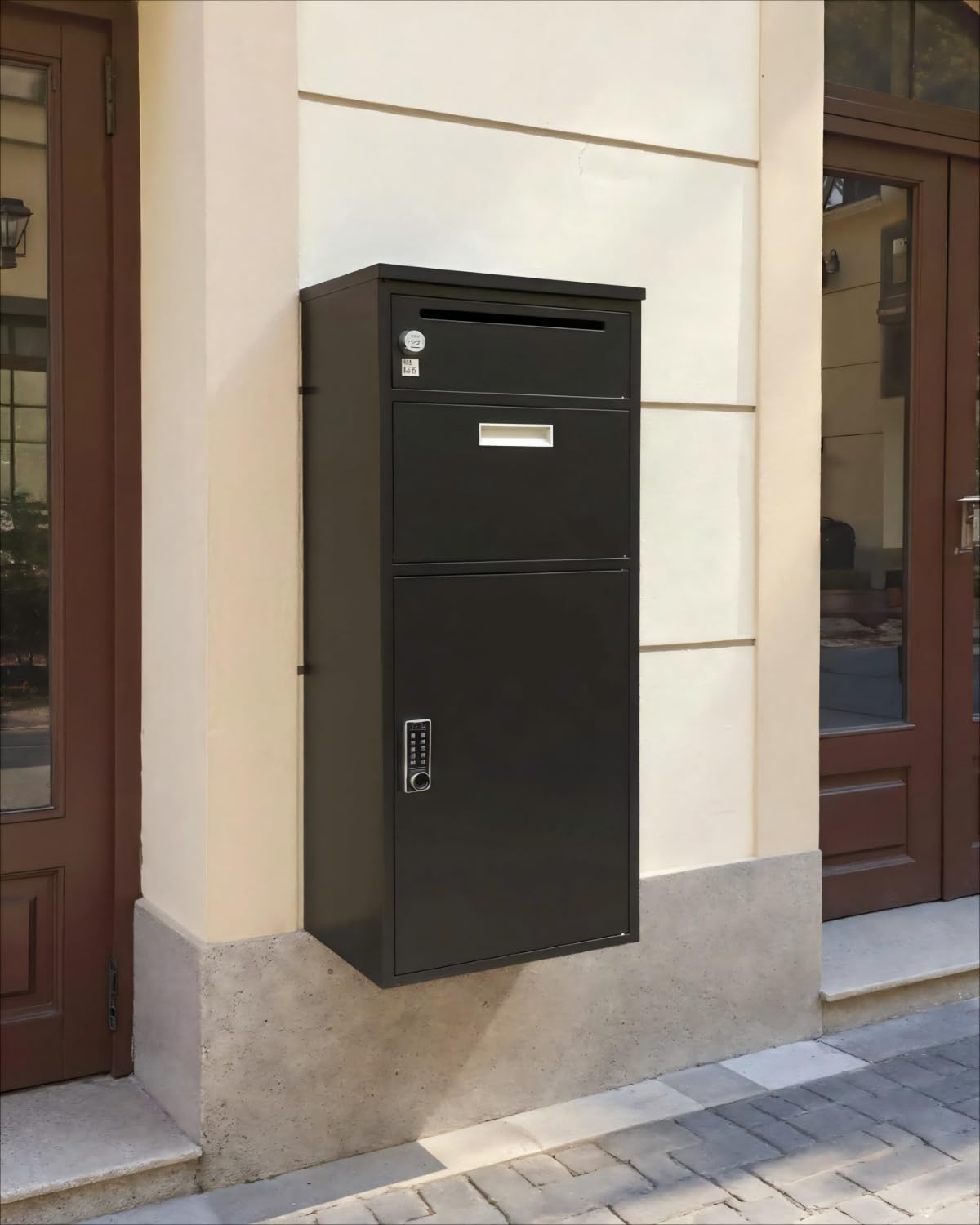 Paketbox, XXL Briefkasten mit Paketfach, Standbriefkasten Abschließbar & Wetterfest, Verzinkter Stahl Postkasten für Pakete, Anthrazit, Sicher draußen für Briefe & Pakete