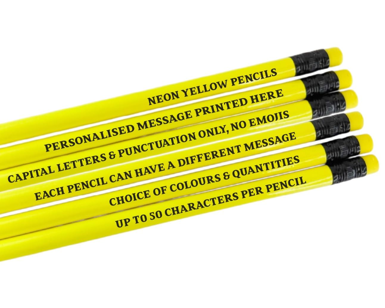 Personalised Pencils - Choice of Colours and Quantities (Neon Yellow, 200 Pencils)