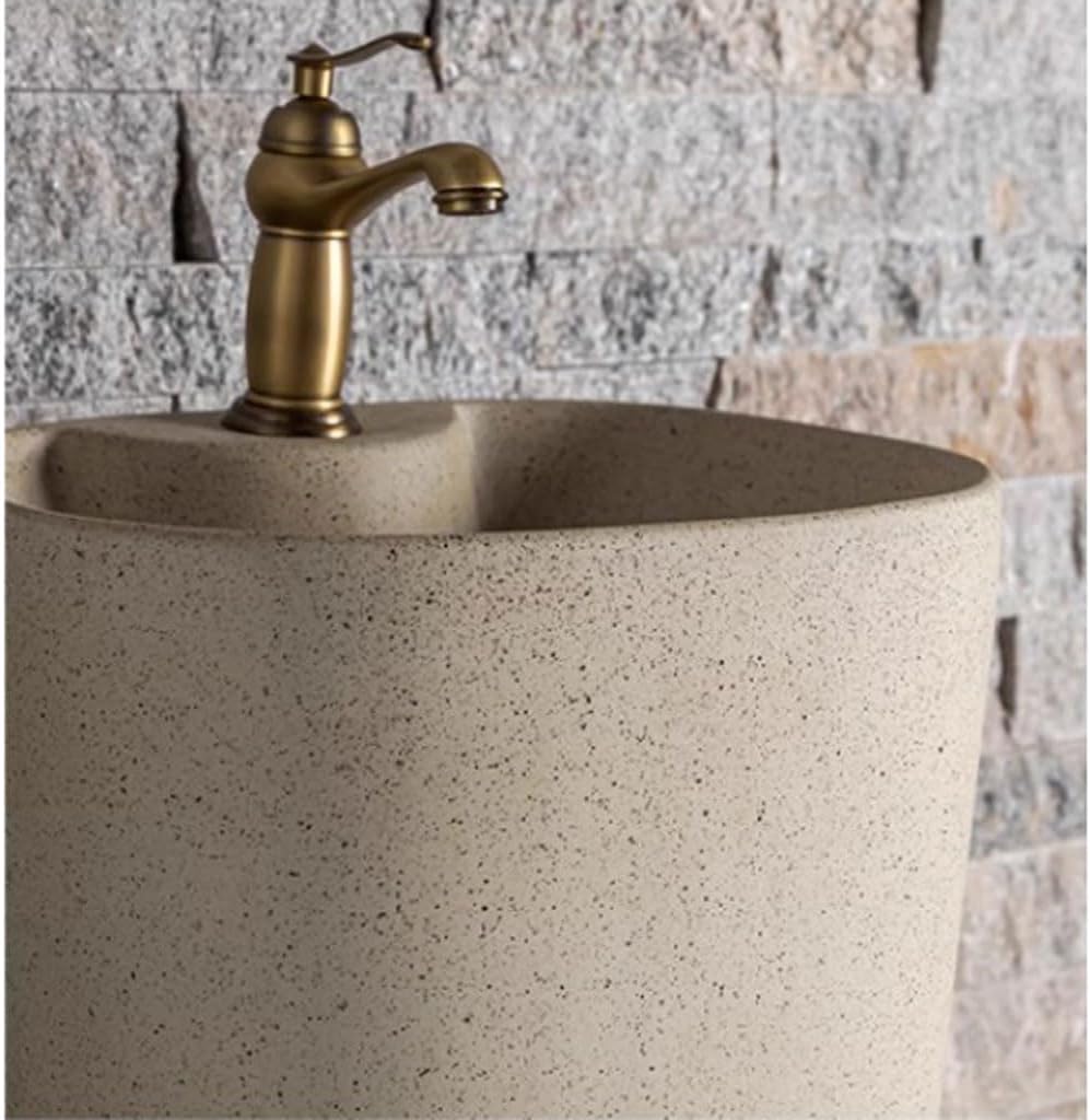 Pedestal Sinks Ceramic Column Wash Basin Balcony Bathroom Floor Integrated Home Sink (A)