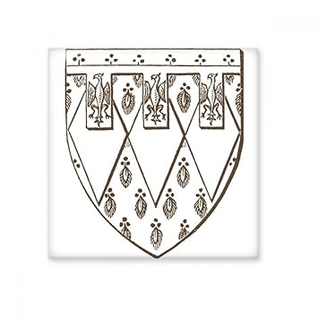 DIYthinker Black White Baroque Art Shield Bird Feather Illustration Pattern Ceramic Bisque Tiles for Decorating Bathroom Decor Kitchen Ceramic Tiles Wall Tiles Medium Multi