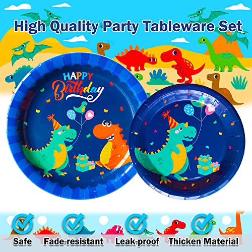 Jestar Dinosaur Birthday Party Supplies, 96 Pcs Dinosaur Party Decorations Party Dessert Plates Napkins Forks Tableware Set For Dinosaur Theme Boys Kids Birthday Party Decoration Serves 24 Guests #TOP2