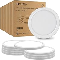 Vista 8 de Lámpara de Techo LED de 7 Pulgadas de Montaje al Ras, Ultra Delgada de 0.63" de Grosor, Panel Plano Redondo, Lámparas de Techo, Paquete de 8