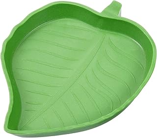 Reptile Leaf Shape Dish | Flat Water Plate for Lizards, Young Bearded Dragons, Chameleon, Small Snakes | Tortoise Habitat Accessories Reptile Food Bowl Water Plate for Turtle, Lizards, Hamsters, Aezon