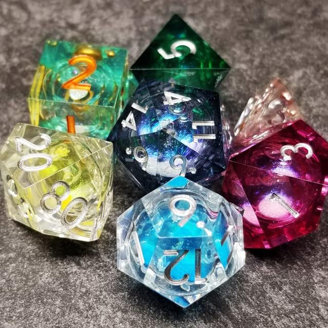 Sage's Portal Souls Liquid Core - Juego de 7 dados poliédricos DND de resina de borde afilado para Dungeons and Dragons, RPG de mesa TTRPG (Infinity