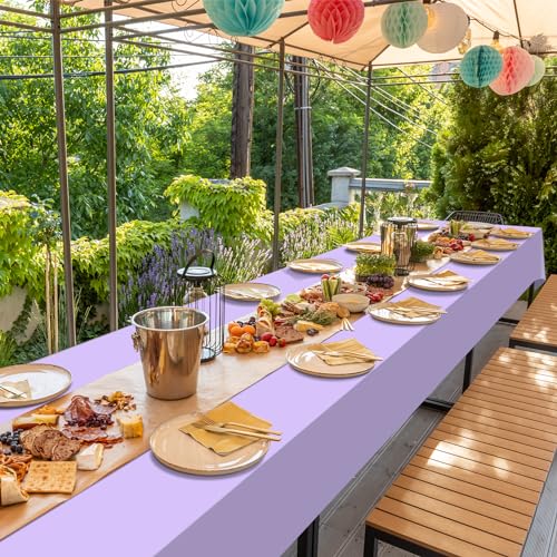 Image of 16 Pack Light Purple Plastic Tablecloth for Rectangle Tables, Premium Decorative Lavender Disposable Table Cloths for Parties, Rectangle Party Table Cover for Birthday Wedding Baby Shower, 54x108 Inch