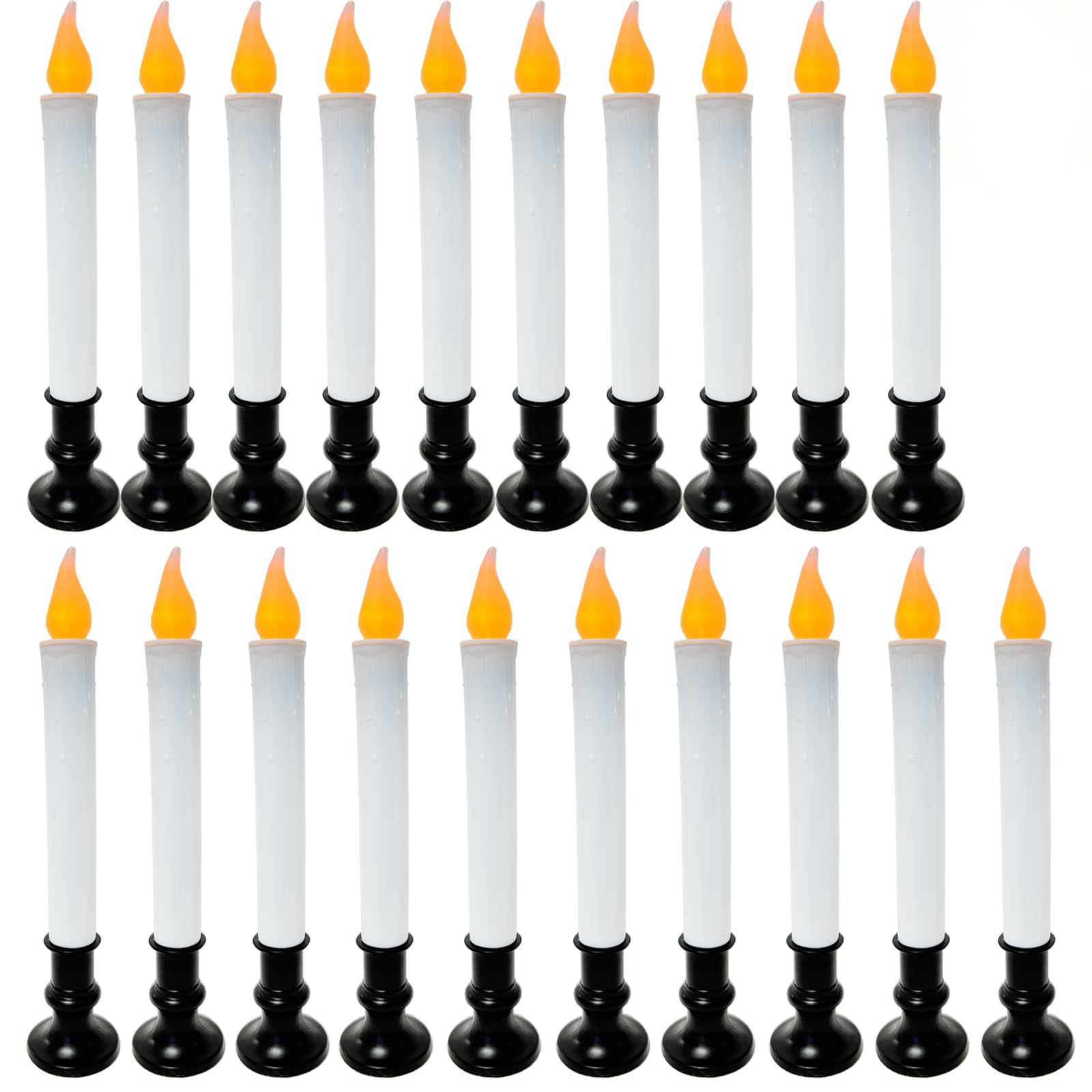 BRYBETYV 20 Pack 9" Black Base LED Candle Lights with Dusk to Dawn Sensor, Battery Powered Flameless Candles for Indoor Table Party Decor