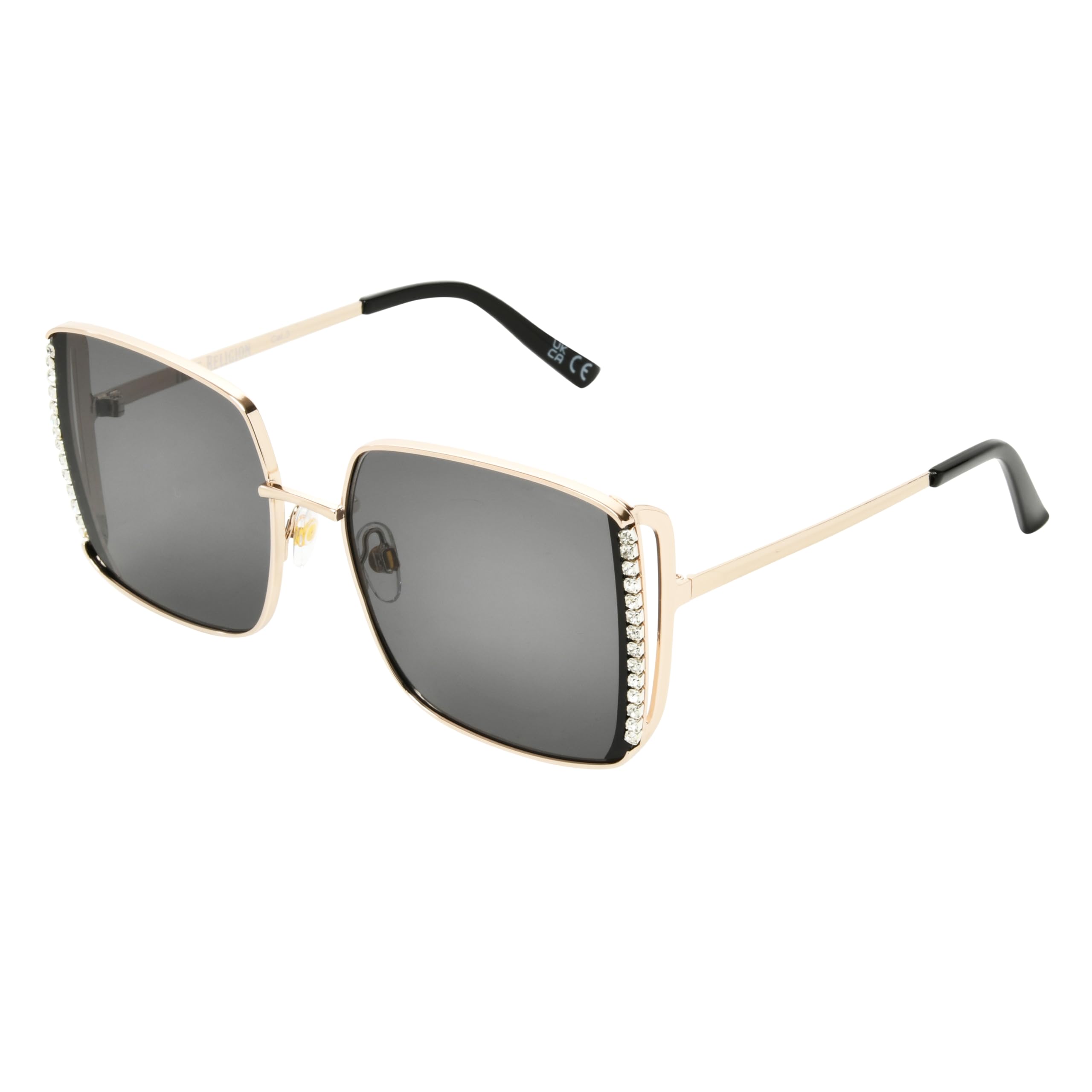 True Religion Vivian's Crystal Edge Gold Square Occhiali da sole Donna