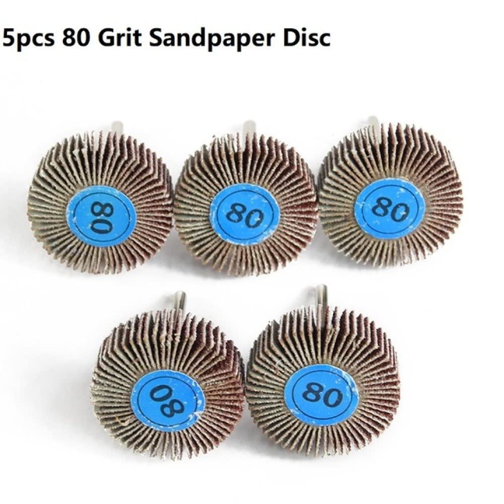 Szlifierka tarczowa z listkami ściernymi, Tarcze listkowe o ziarnistości 80, trzpień 3 mm, tarcza polerska do narzędzia obrotowego, 5 sztuk(10pcs set)