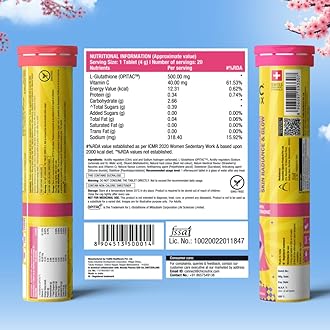 Chicnutrix Glow Glutathione Effervescent Tablets with Vitamin C |Japanese Glutathione 500mg For Radiant, Even-Toned and Glowing Skin | Sugar-Free| Strawberry Lemon Flavour, 20 Tablets (Pack of 2)