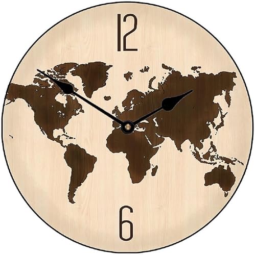 The Big Clock Store Mapa mundial de grano de abedul  Mecanismo de cuarzo ultra silencioso  Hecho a mano en Estados Unidos hermoso color nítido y disponible en Yaxa Costa Rica