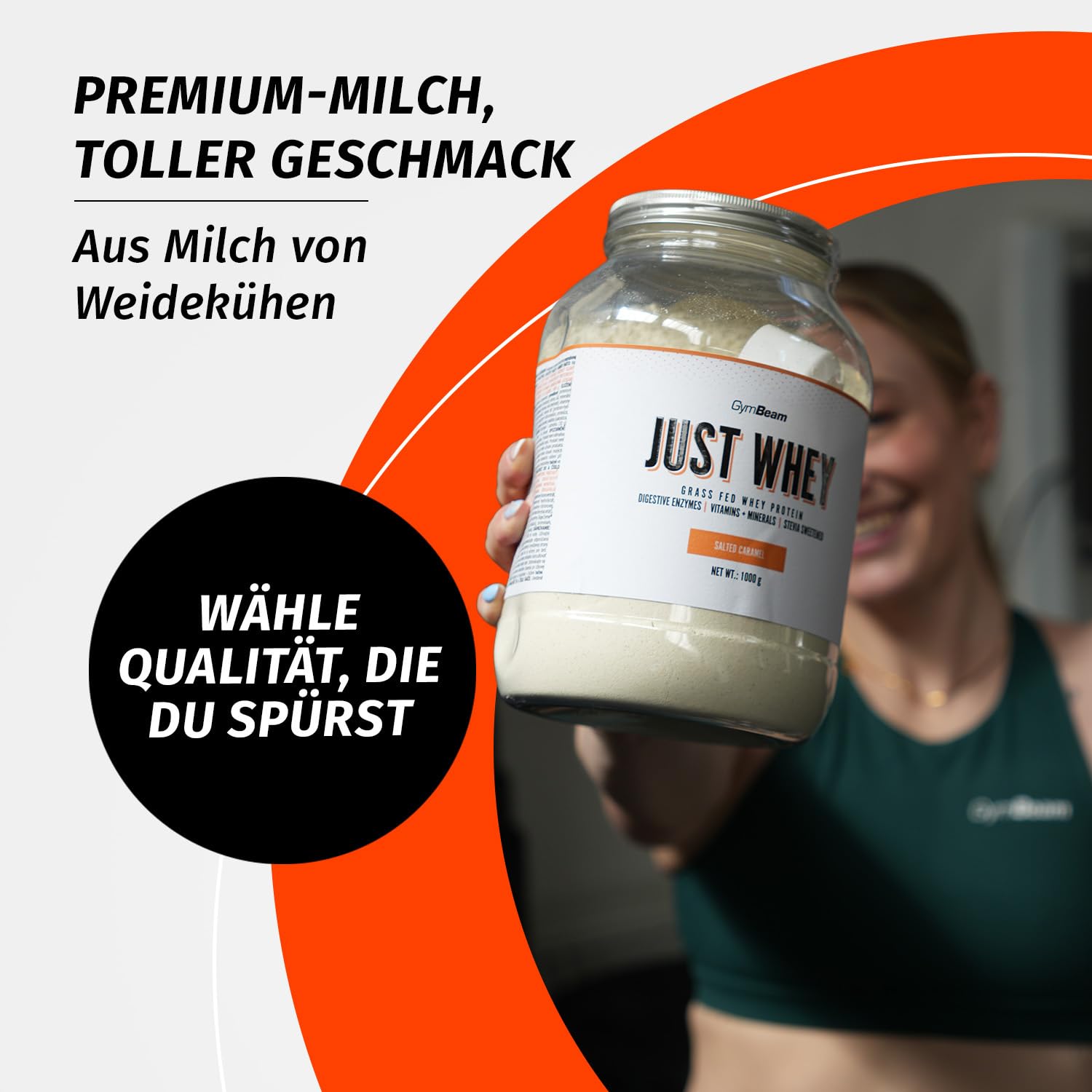 Just Whey Protein Pulver – aus Weide-Kuhmilch, mit DigeZyme® für bessere Verdauung, Mehrkomponenten Eiweißpulver mit essentiellen Aminosäuren & BCAAs – GymBeam (1000 g, Chocolate Milkshake)