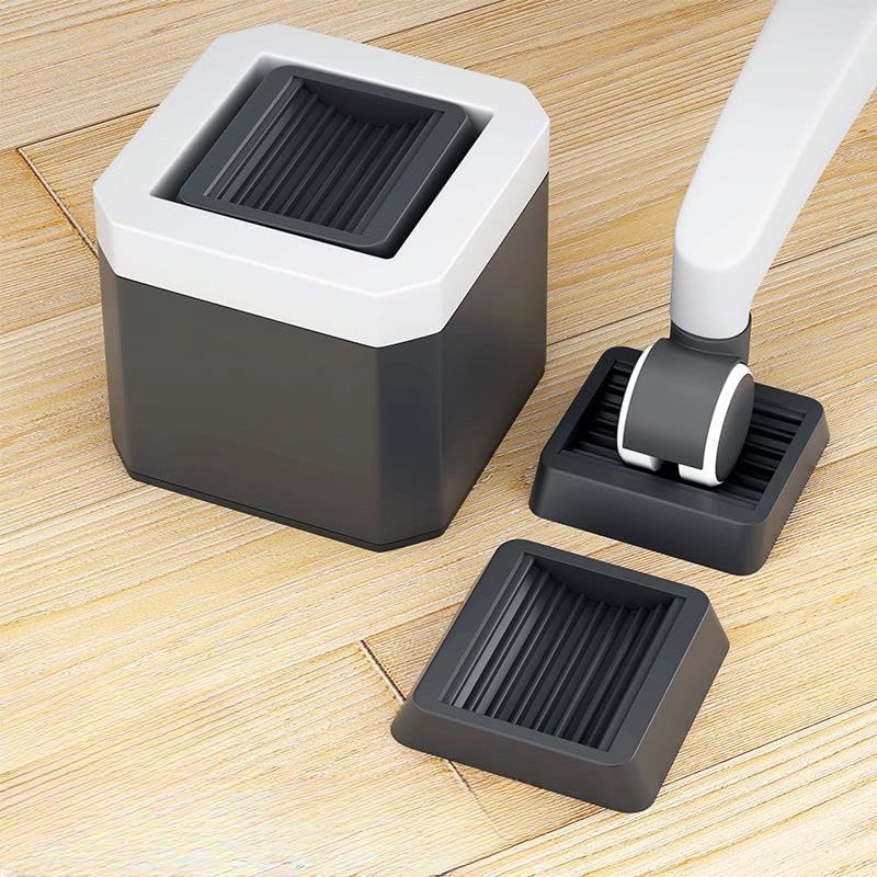 3 Inch Bed Risers with Bed Stoppers, 4 Set Heavy Duty Bed Elevator Leg Extenders for Sofa Desk Couch Cabinet, Furniture Riser with Caster Cups fits to Wheels of Furniture and Appliances